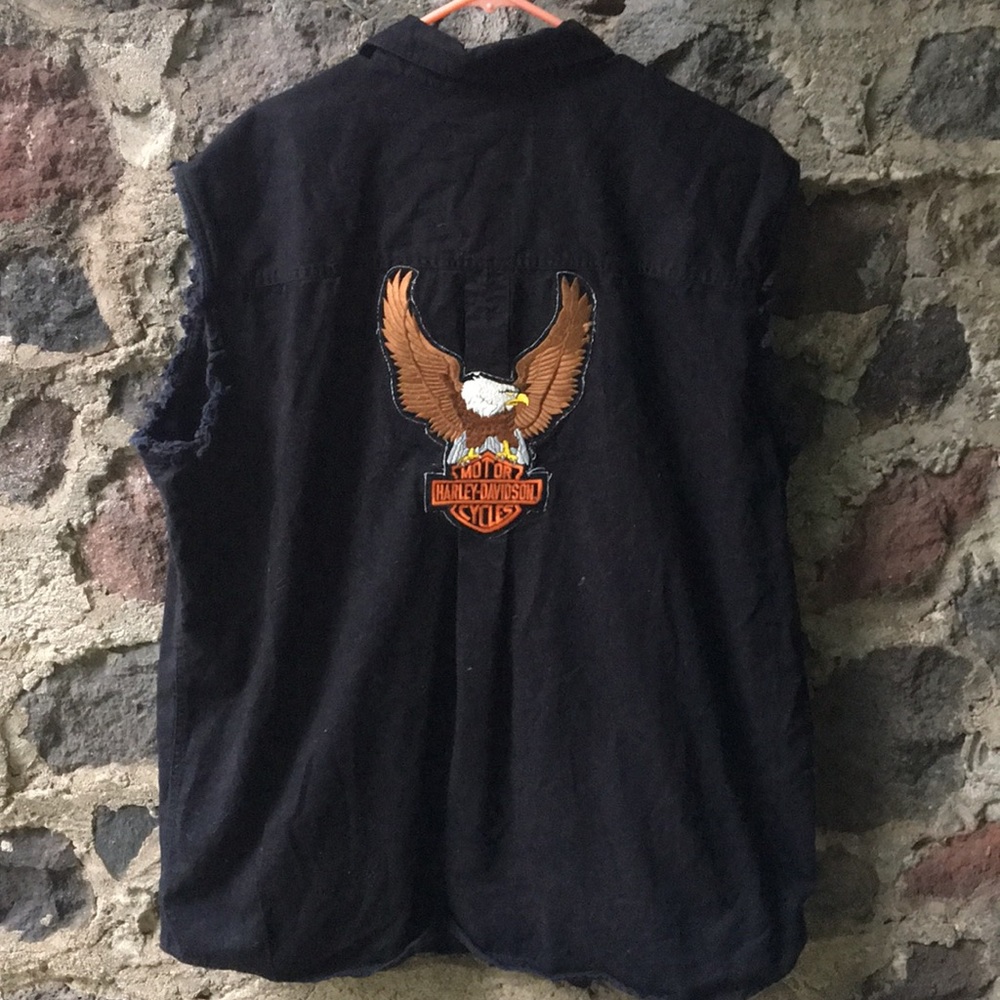 King size 2XL Harley Davidson cut sleeve button up